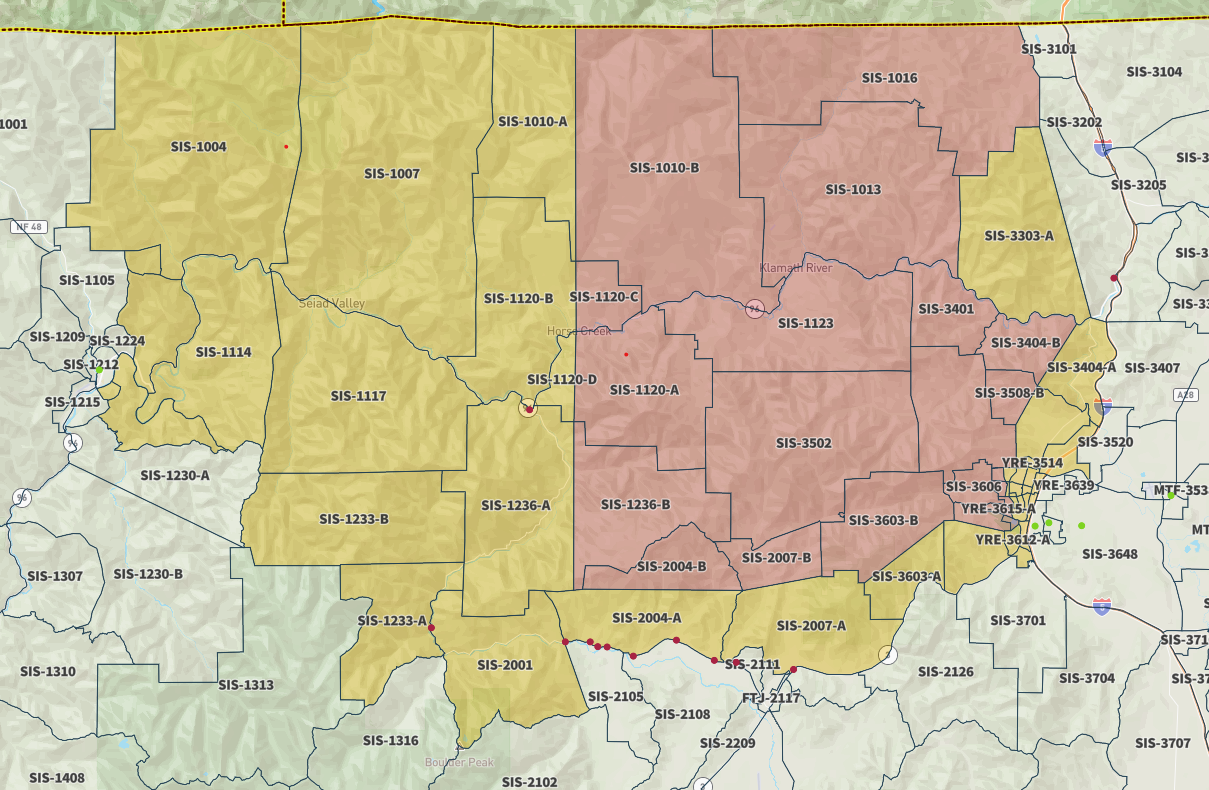 Siskiyou County updated evac map